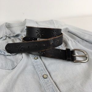 Western style Leather belt with silver buc…